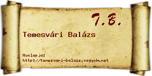 Temesvári Balázs névjegykártya