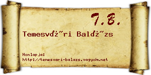 Temesvári Balázs névjegykártya